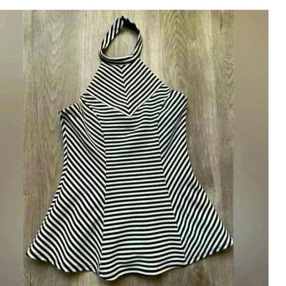 Guess, black/white striped, lined , halter top, size small, tank - Picture 1 of 8